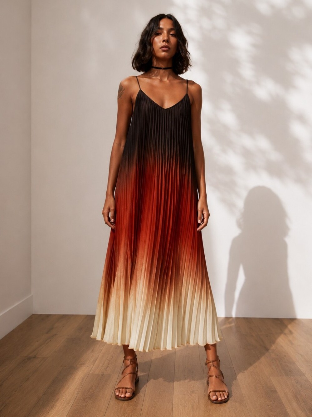 Banana Republic Pleated Ombre Satin Midi Dress New Size S